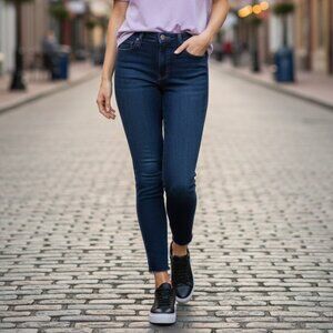 GAP Denim High-Rise Raw Hem Universal Jeggings in Dark Blue Wash, 16L/ 33x29